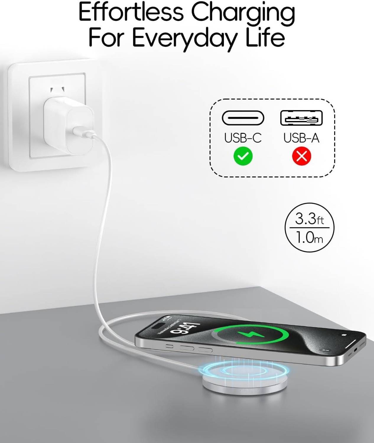 4uonly New Magsafe Charger, 15W Magnetic Wireless WOW36 Charging Pad