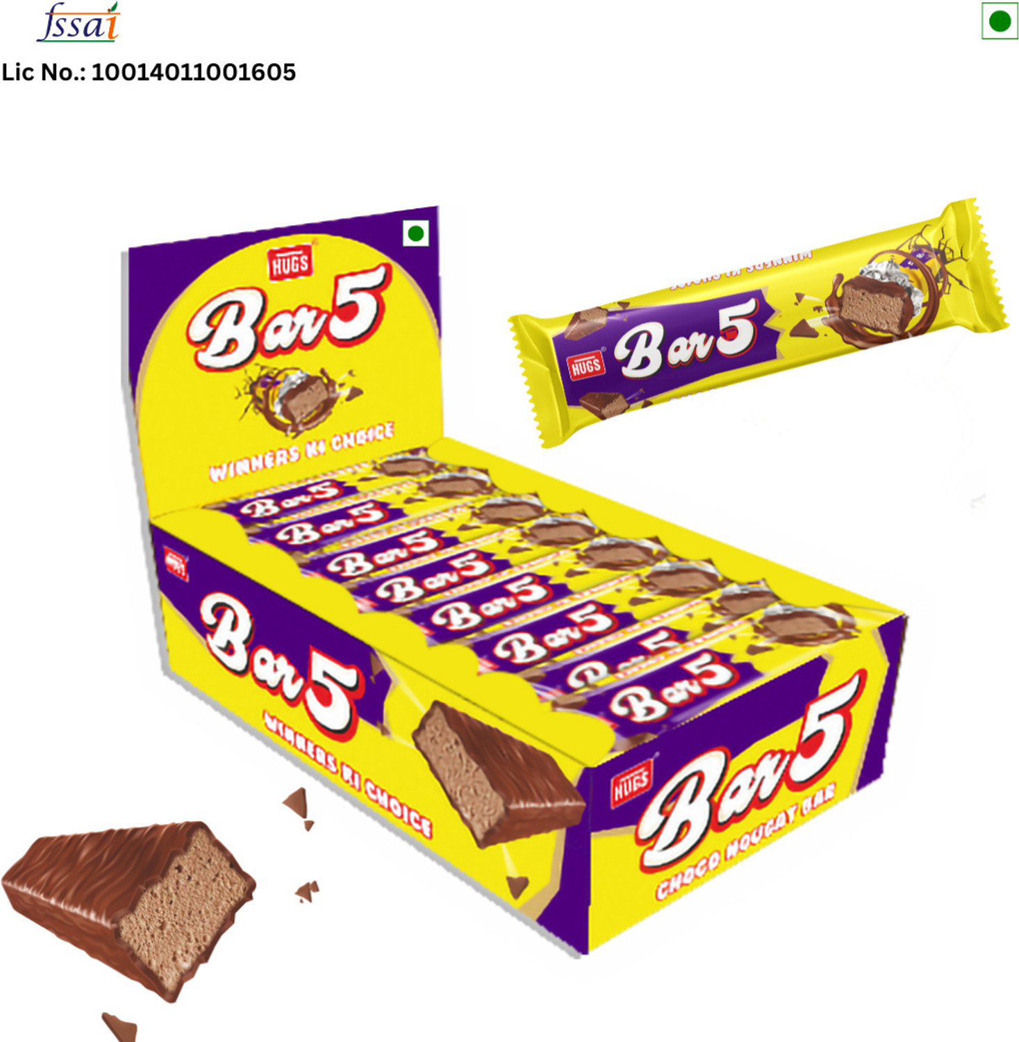 Image of HUGS Bar 5 Caramel & Nougat Chocolate (30 pcs) Bars (450 g)