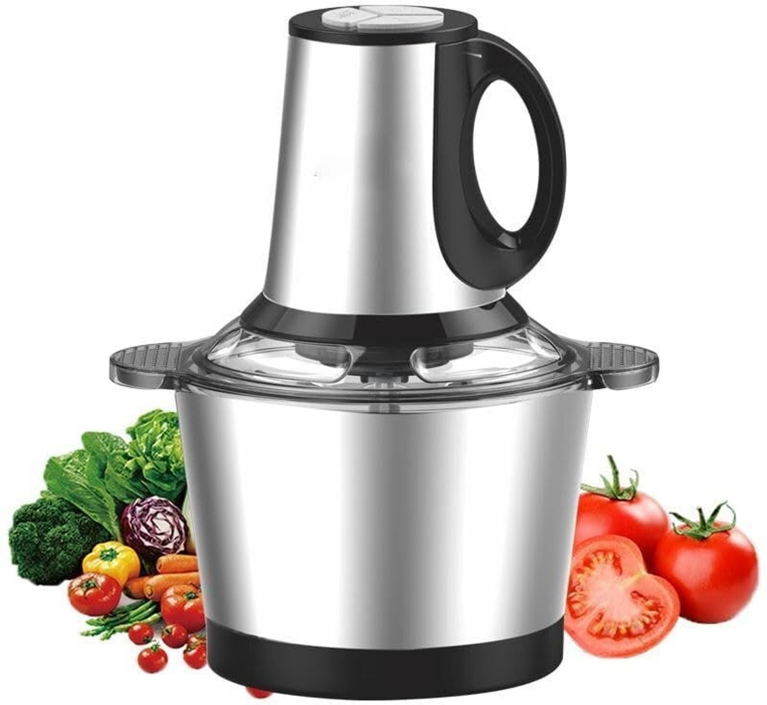 Image of BBD Kitchen Shop 2L Stainless Steel Electric Chopper & Meat Grinder Electric Vegetable & Fruit Chopper