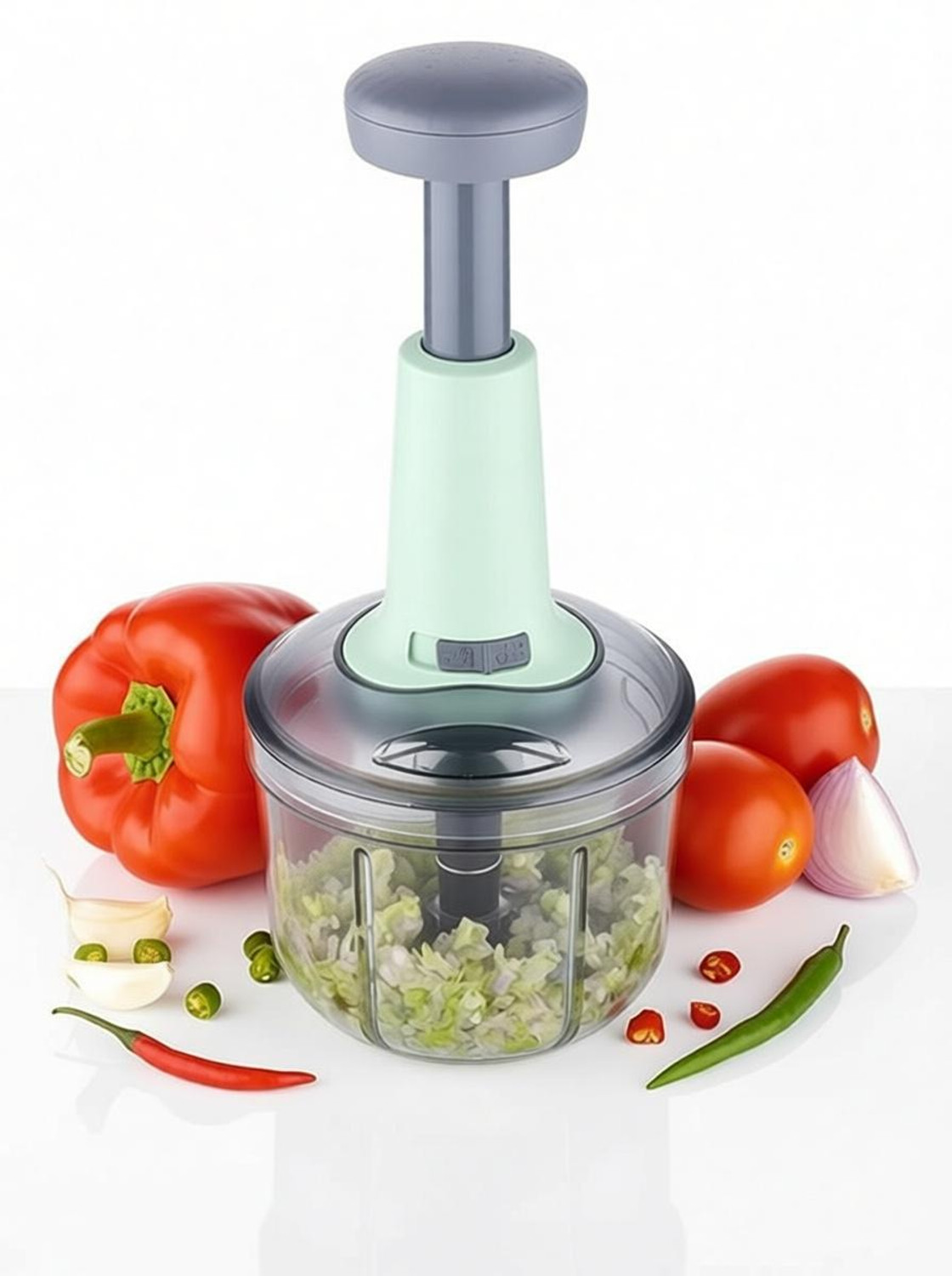 Image of Analog Kitchenware Steel Blade Handy Push Chopper Vegetable & Fruit Chopper