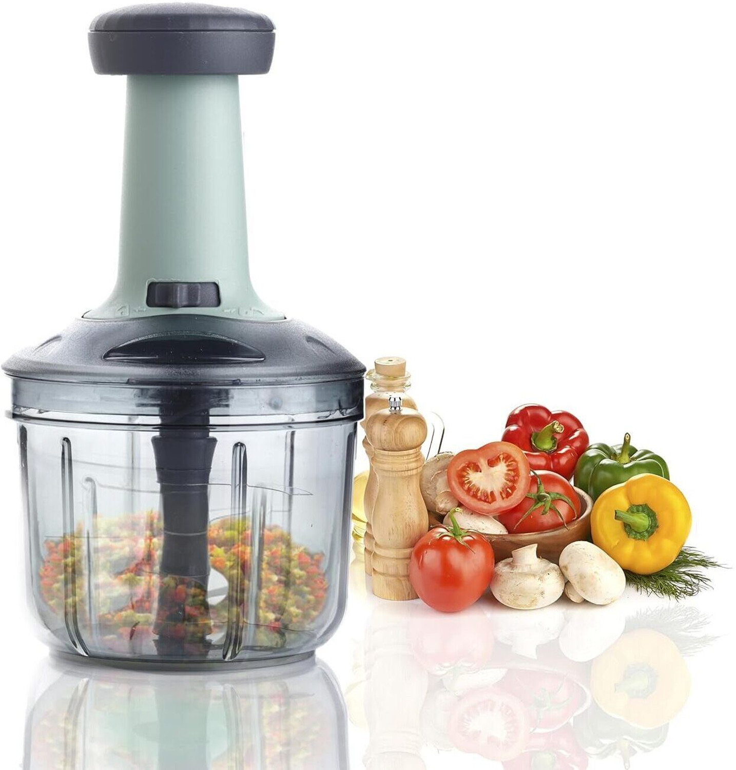 Image of Analog Kitchenware 1000 ML 5 Blade SS Blade Hand Press Fruit & Vegetable Chopper Vegetable & Fruit Chopper