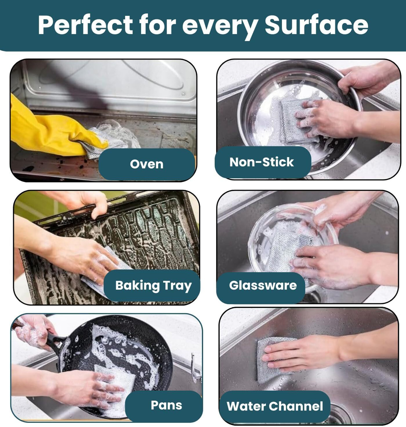 Image of Kapture 24 Reusable Cleaning Cloth Stainless Steel Scrub