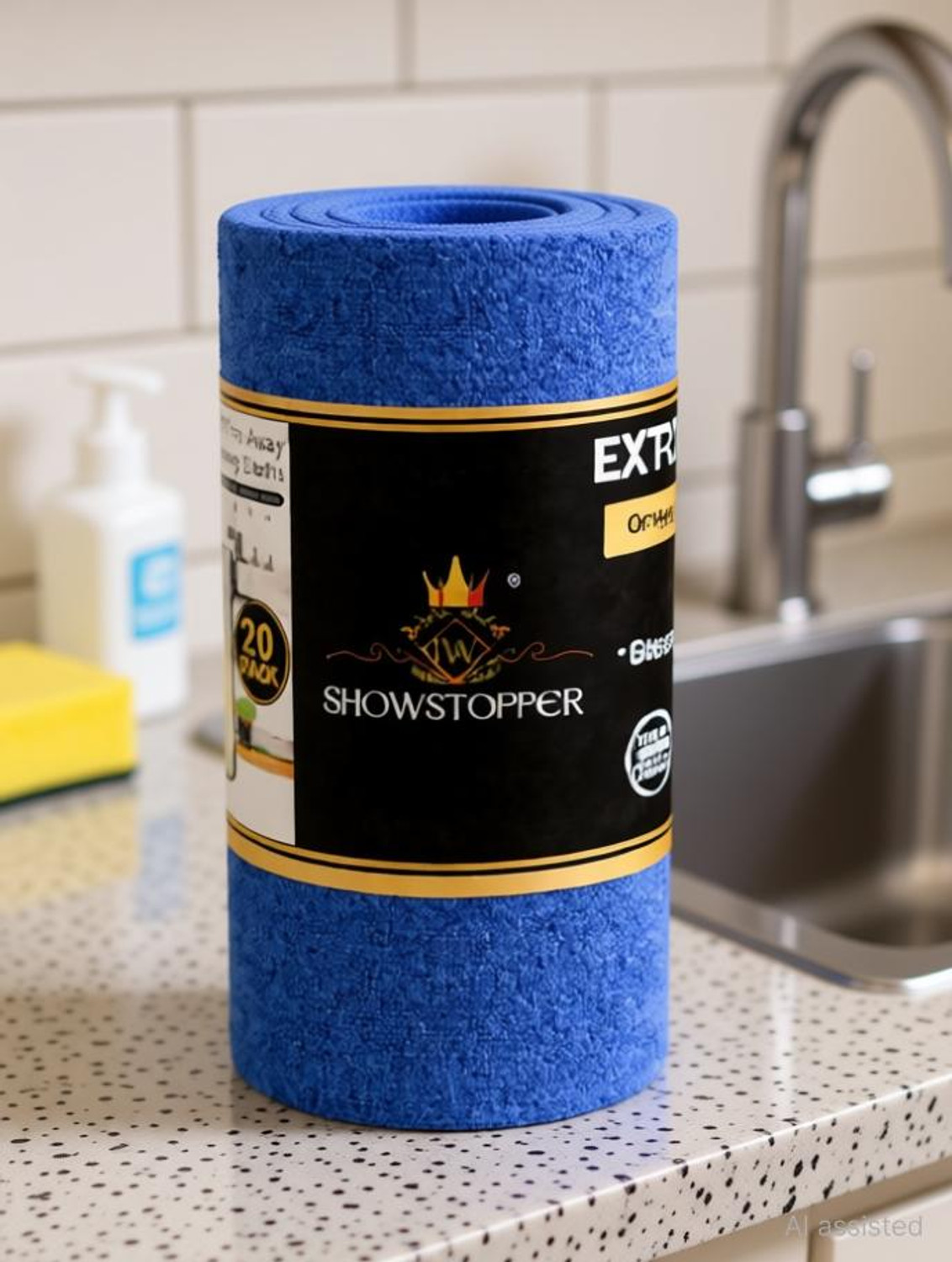 Image of SHOWSTOPPER Microfiber Roll Denim Blue Reusable,Washable for Home,Kitchen, Everyday Use Wet and Dry Microfiber Cleaning Cloth