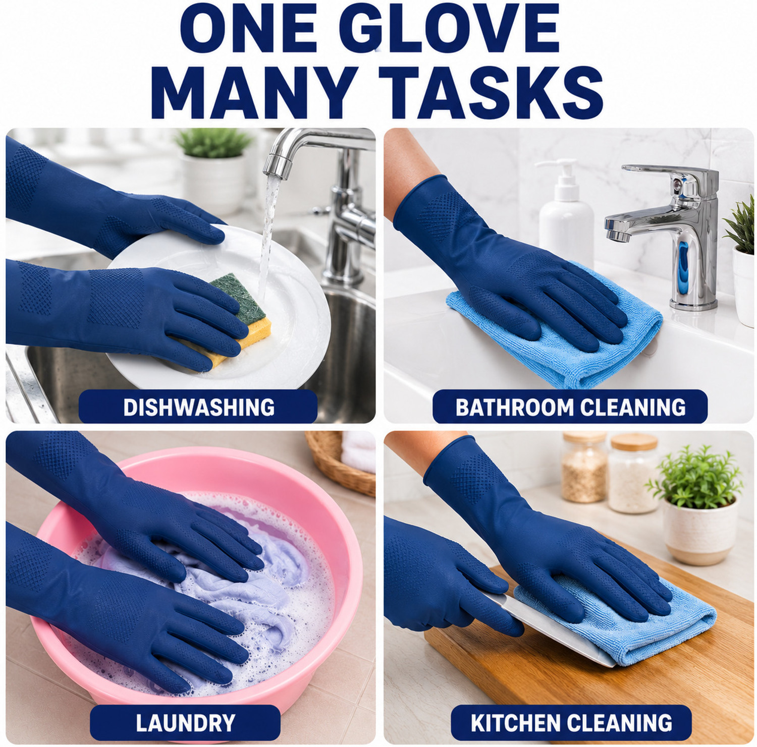 Image of Axisgrip 1 Pair blue Rubber Safety Hand Gloves For Chemical, Electrical , Gardning Rubber Safety Gloves