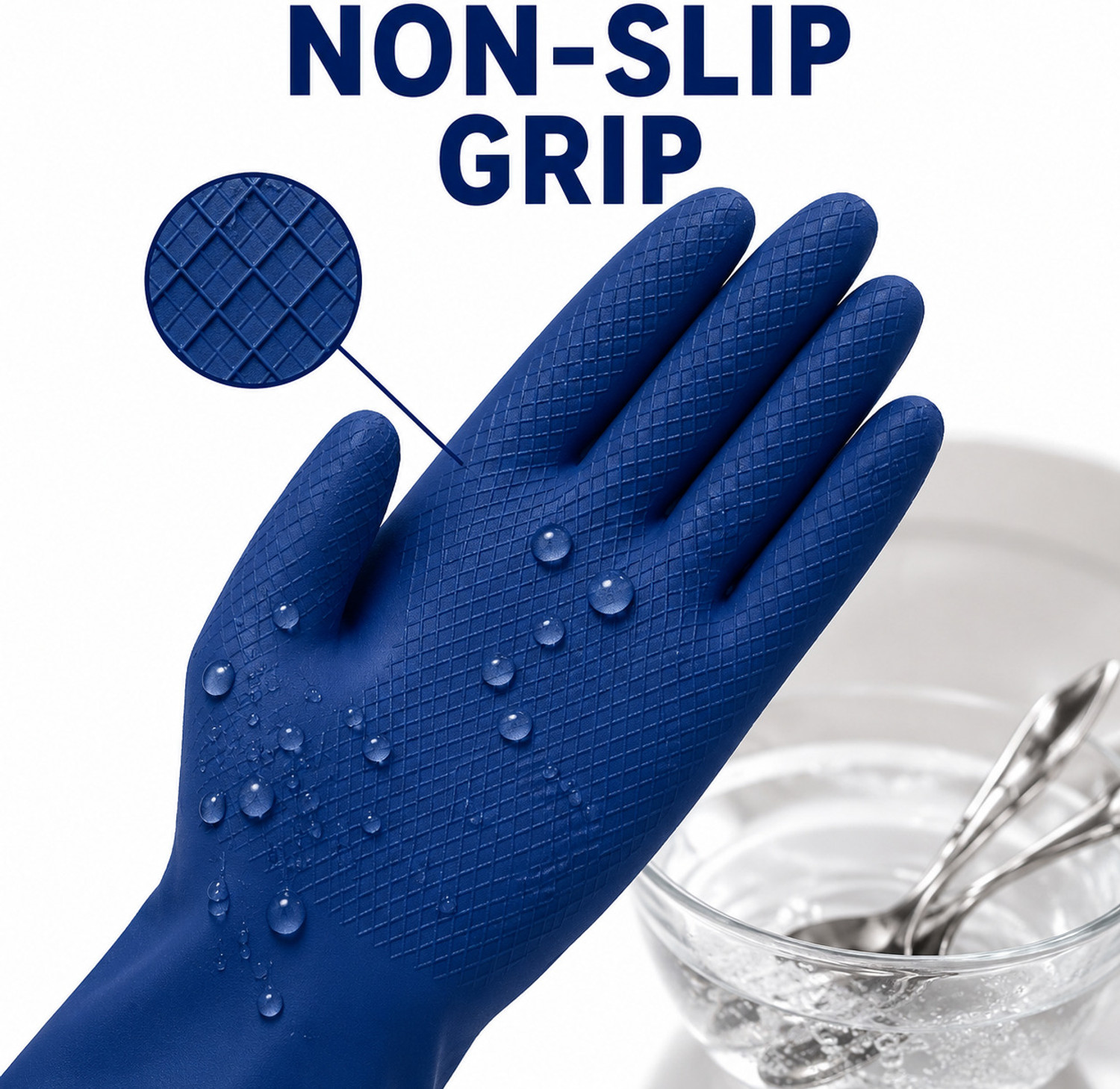 Image of Axisgrip 1 Pair blue Rubber Safety Hand Gloves For Chemical, Electrical , Gardning Rubber Safety Gloves