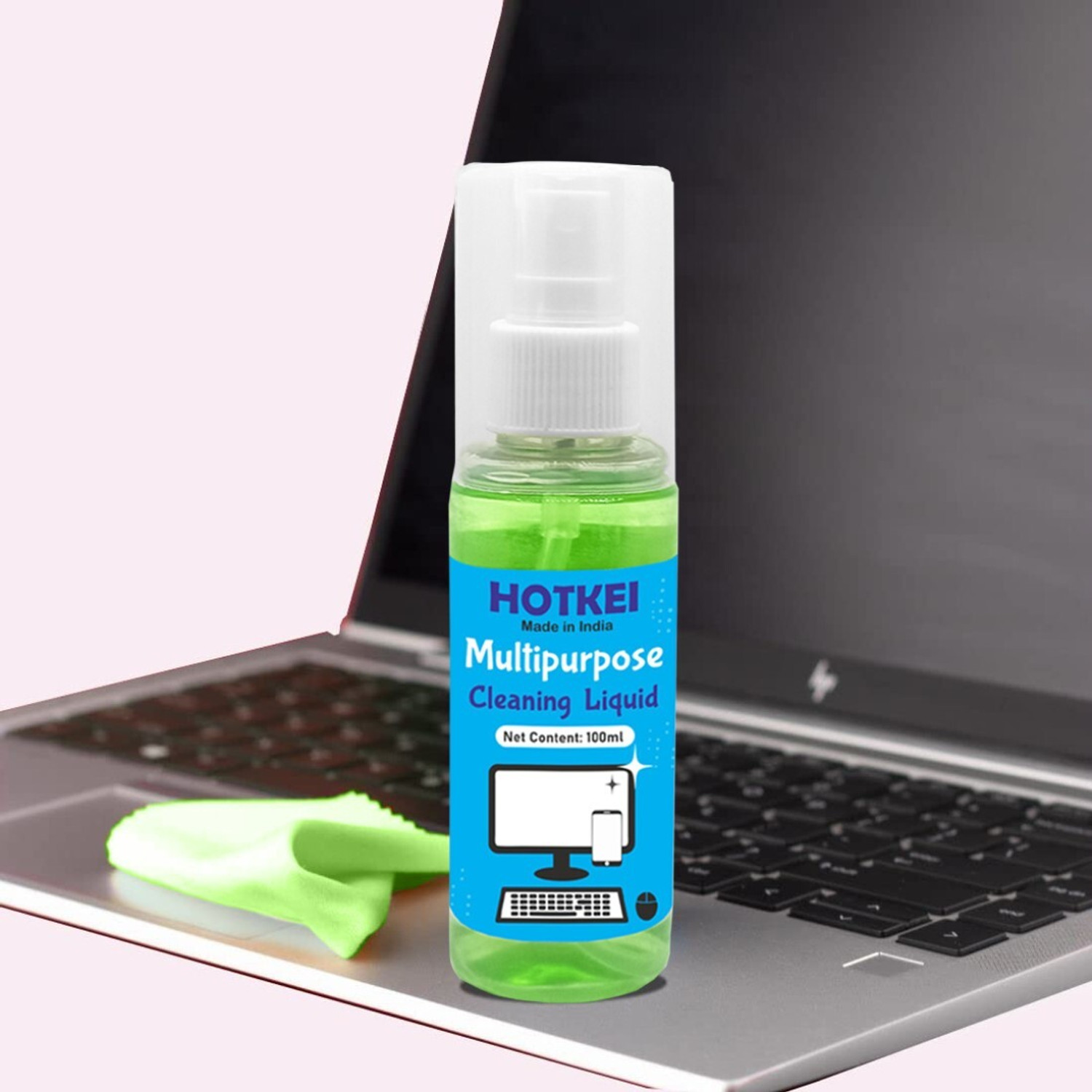 Image of HOTKEI 100ml Scented Laptop TV Mobile Computer Screen Cleaner Cleaning Liquid Spray Kit for Laptops, Computers, Gaming, Mobiles