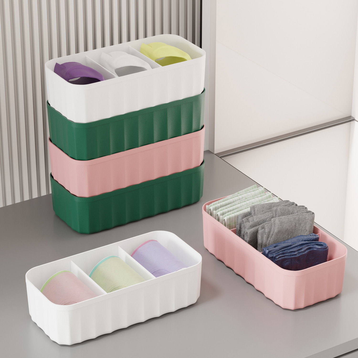 Image of Stylex Store 4 Pcs Wardrobe storage box For Underwear And Sock, Organizer Drawer Divider Closet Divider