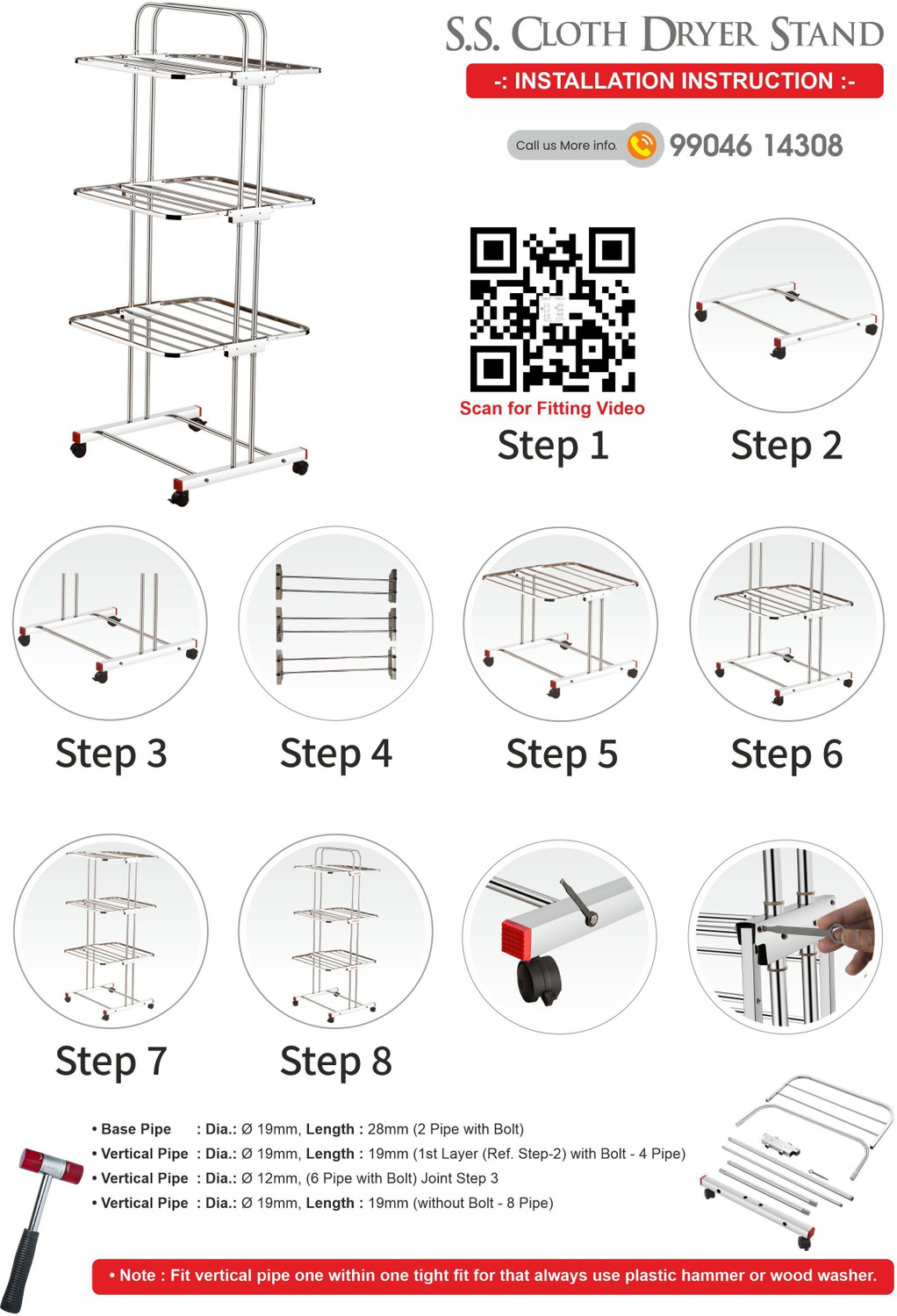 Image of DRYCON Steel Floor Cloth Dryer Stand 3LAYER-DRY-SS