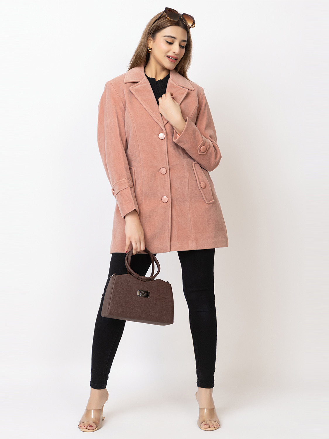 Image of LADY LEAF Suede Self Design Coat