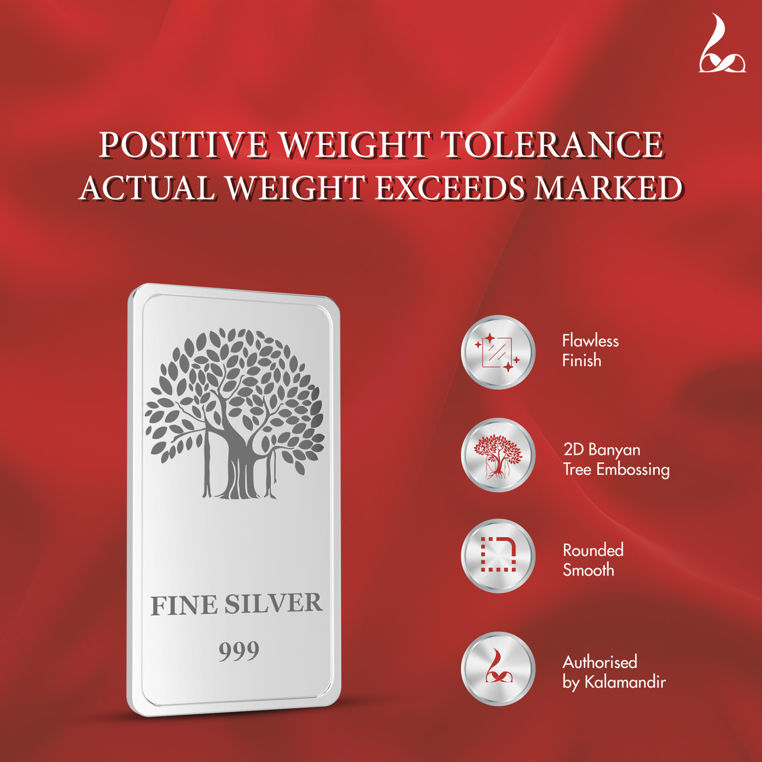 Image of Kalamandir 999 Fine Silver Gift Bar\Coin of 100-gm S 999 100 g Silver Bar