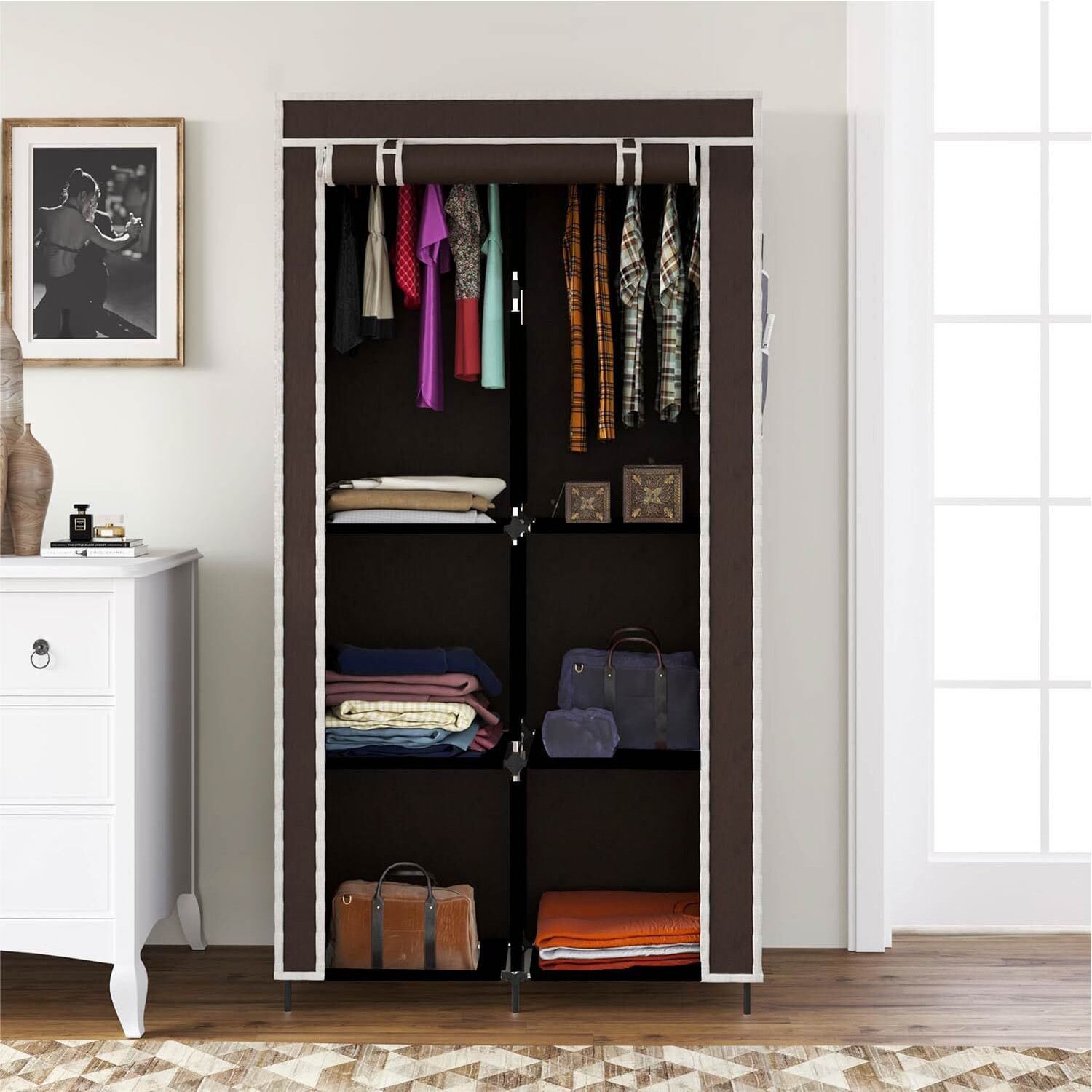 Image of Eco Shopee 3+3 Shelves Portable 7800-3 PP Collapsible Wardrobe