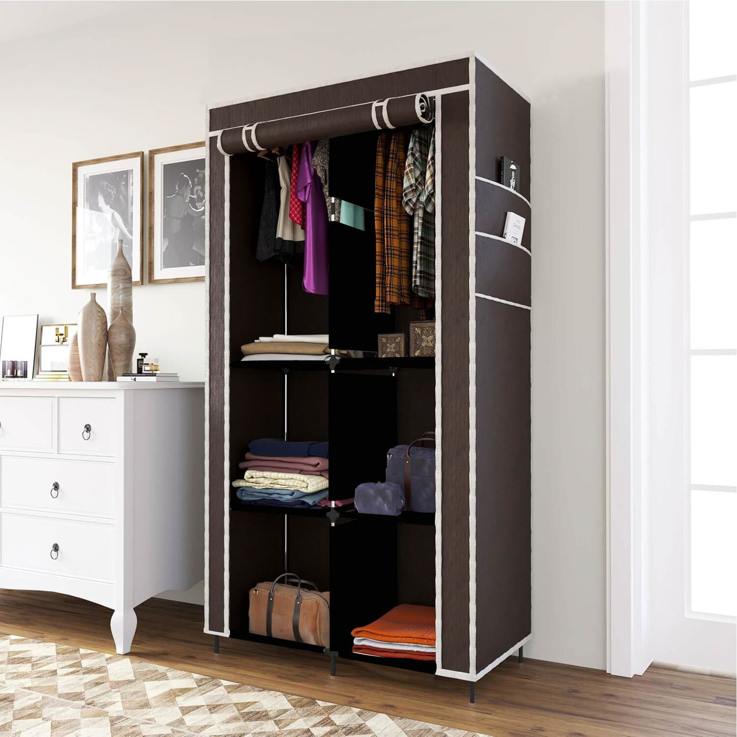 Image of Eco Shopee 3+3 Shelves Portable 7800-3 PP Collapsible Wardrobe