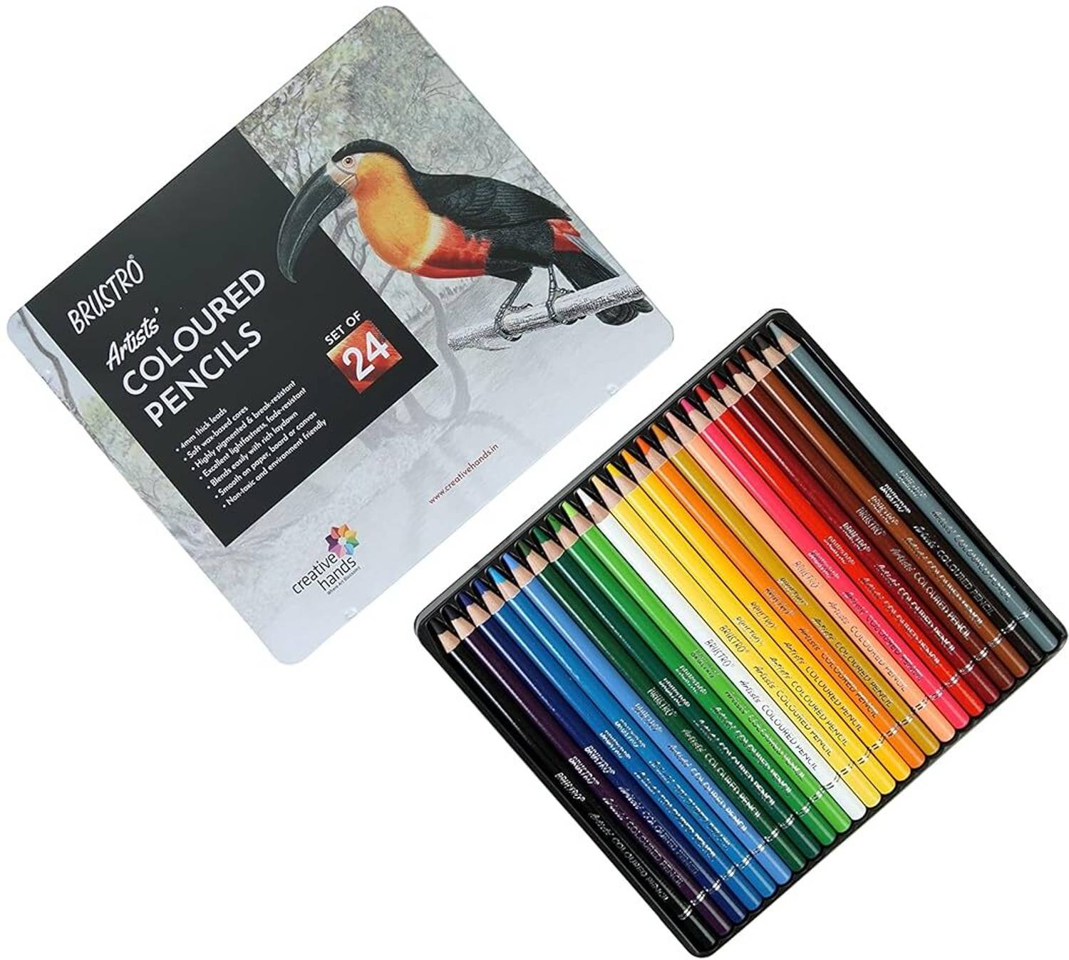 BRuSTRO Artists' 4MM Colored Pencils, 24 Count Pack of 24 - Image 1