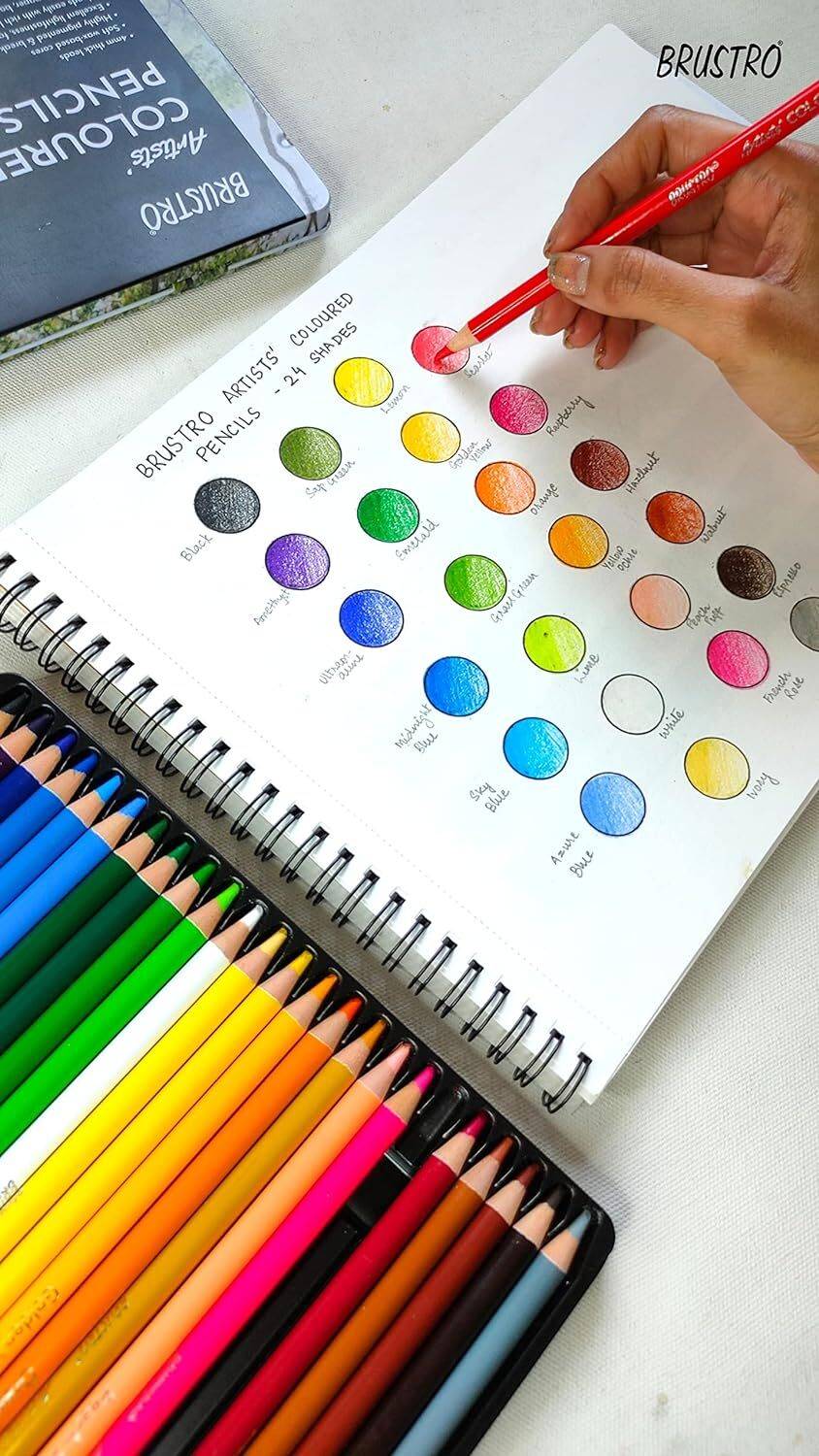 BRuSTRO Artists' 4MM Colored Pencils, 24 Count Pack of 24 - Image 3