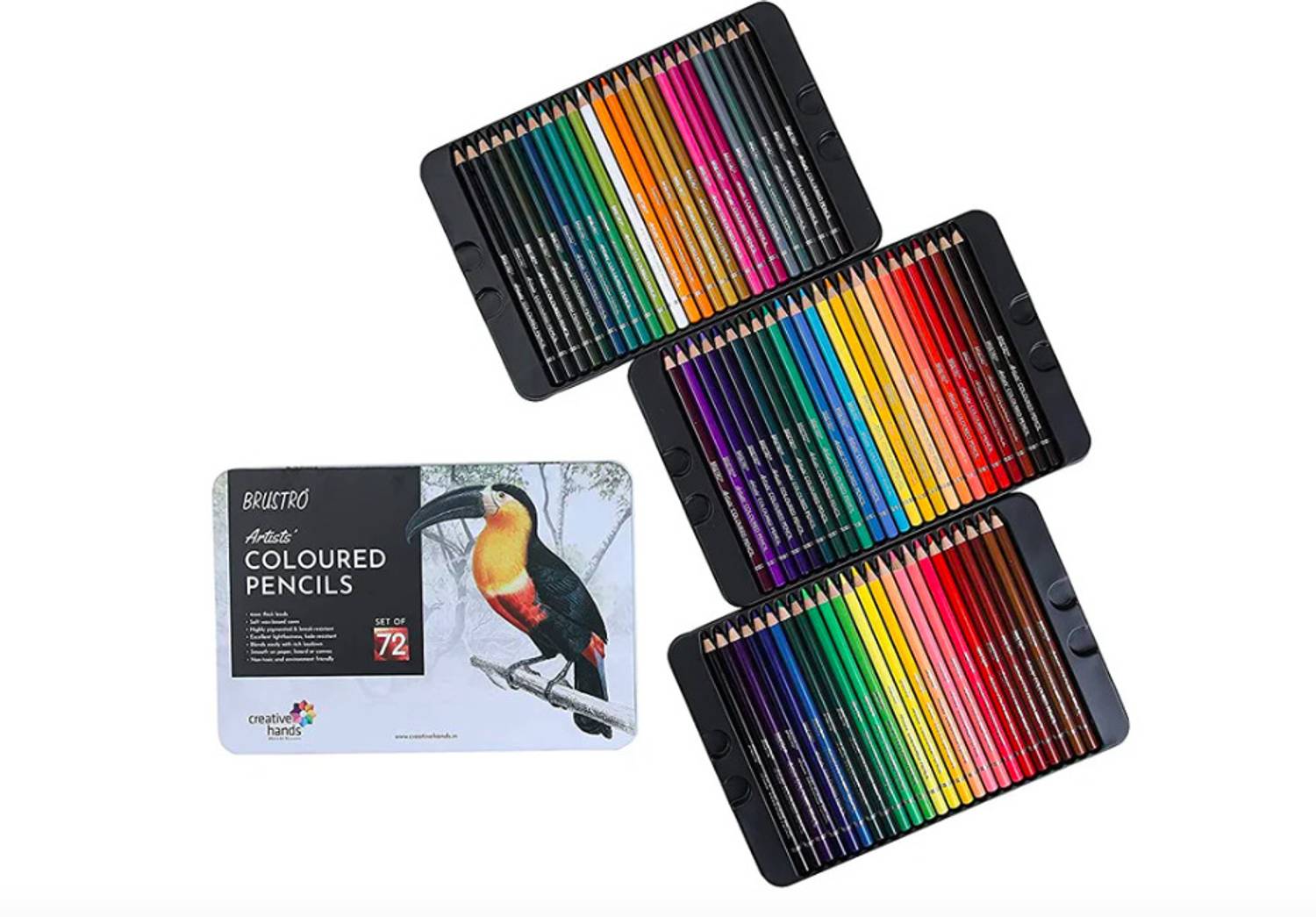 BRuSTRO Artists' 4MM Super Soft Coloured Pencils, 72 Count - Image 2