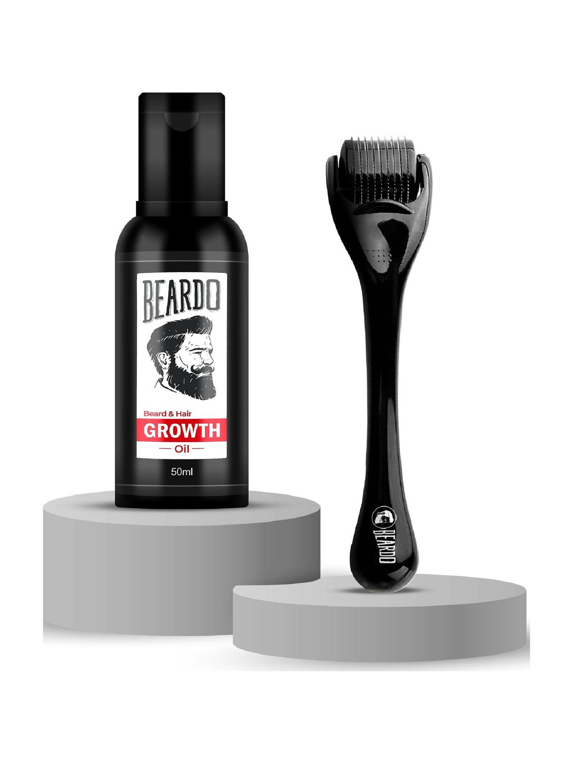 Image of BEARDO Beard Hair Growth Oil & Dermaroller 0.5 mm| 540 Needles | Thicker Looking Beard