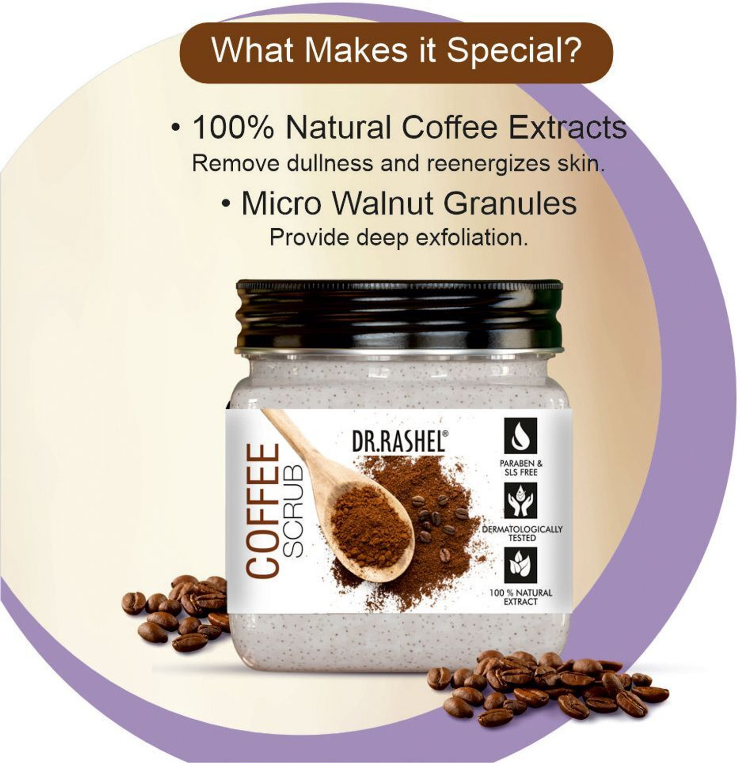 Image of DR.RASHEL Coffee Scrub For Face & Body | Skin Revitalizing | Vitamins & Coffee Extracts Scrub