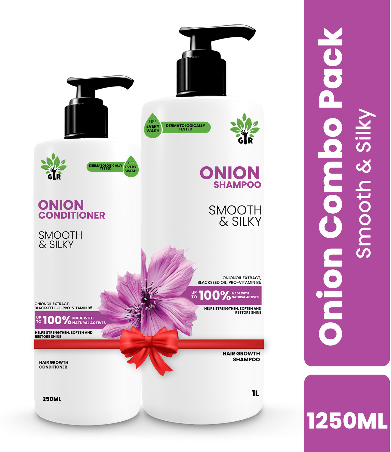 Image of GIR Onion Hair Care Set - 1L Shampoo & 250ml Conditioner for Thicker, Healthier Hair