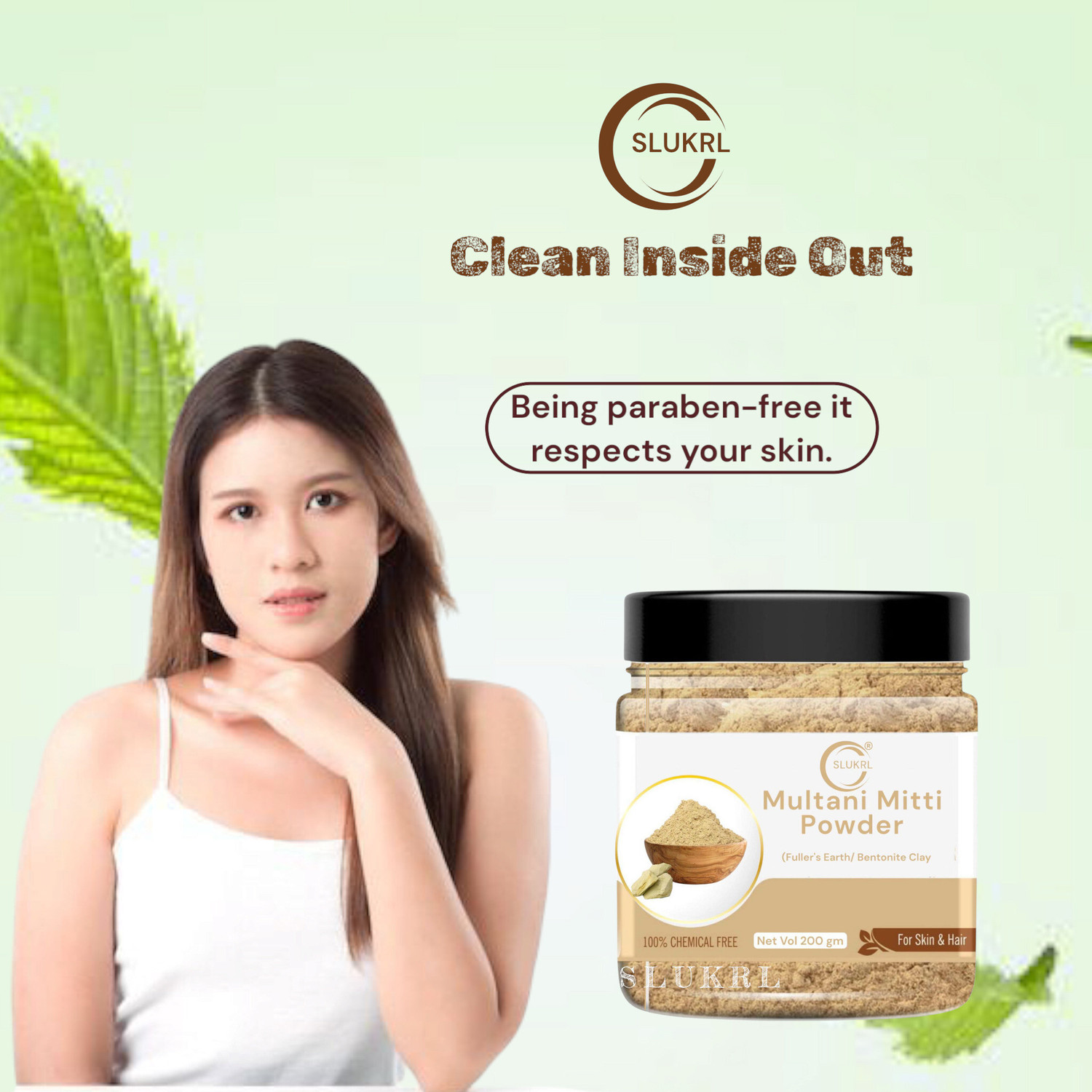 Image of slukrl Face and Hair Pack with Multani Mitti and Aloe Vera Gel Women & Men (4 Items in the set)