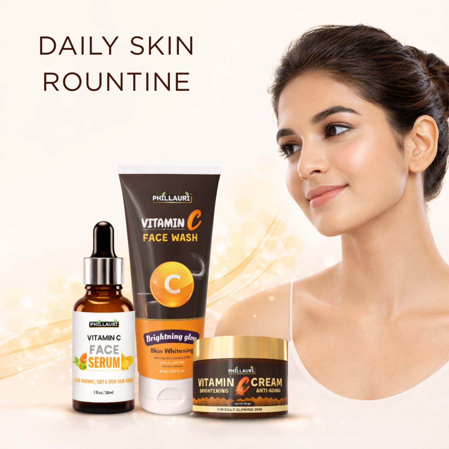 Image of Phillauri Face Wash Serum and Cream Combo with Vitamin C for Skin Glow & Smooth Skin Feel