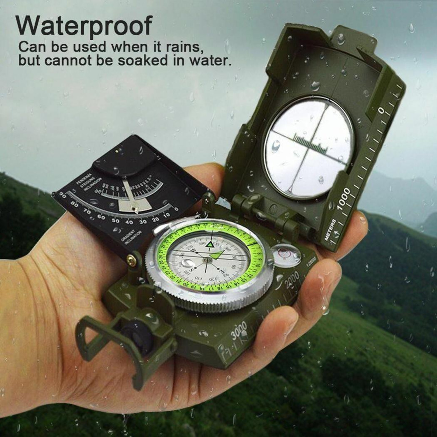 Image of JMALL Military Lensatic Prismatic Matte Compass (Army Green) Compass