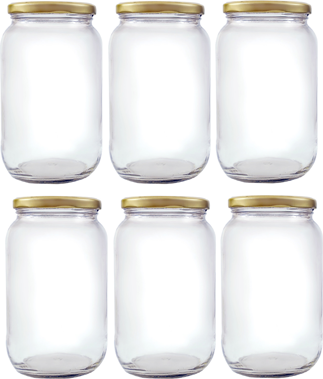 Image of Panel's Pack of 6 Glass Grocery Container - 1000 ml Gold
