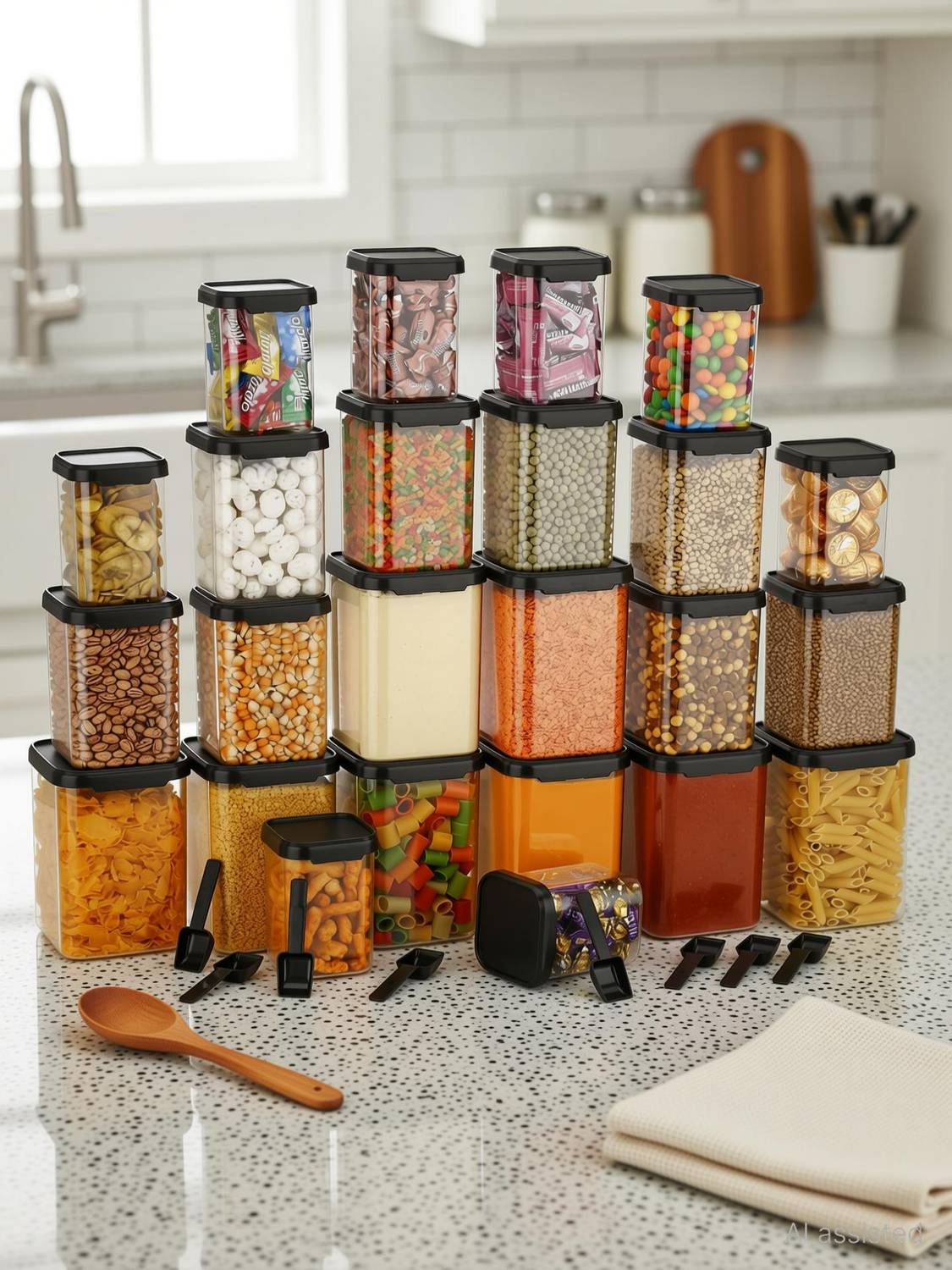 4 SACRED Plastic Grocery Container  - 350 ml, 650 ml, 900 ml, 1400 ml