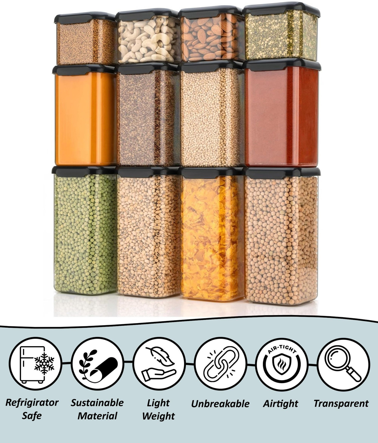 Image of SARAZA Plastic Grocery Container - 550 ml, 1200 ml, 1600 ml
