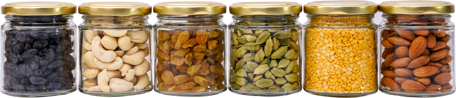 Image of Panel's Pack of 6 Glass Grocery Container - 200 ml Gold