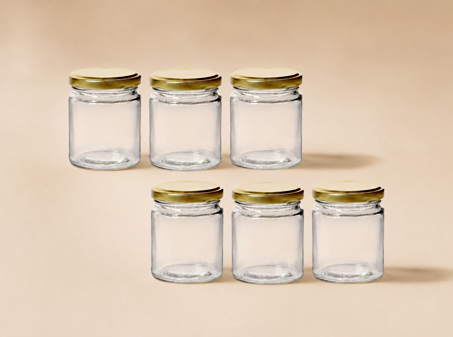 Image of Panel's Pack of 6 Glass Grocery Container - 200 ml Gold