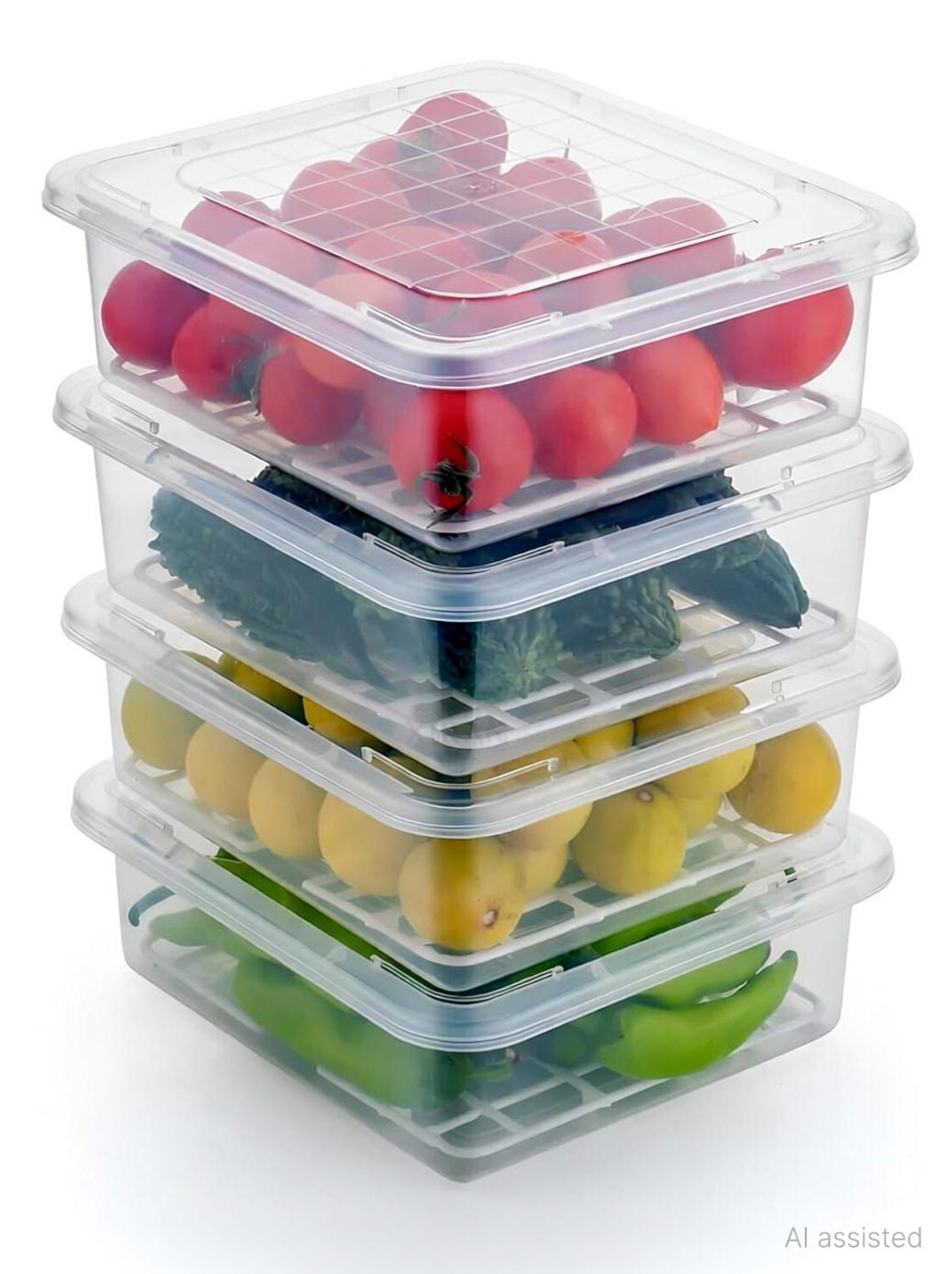 Image of Swamriddhi Plastic Fridge Container - 2500 ml (Pack of 4, Clear)