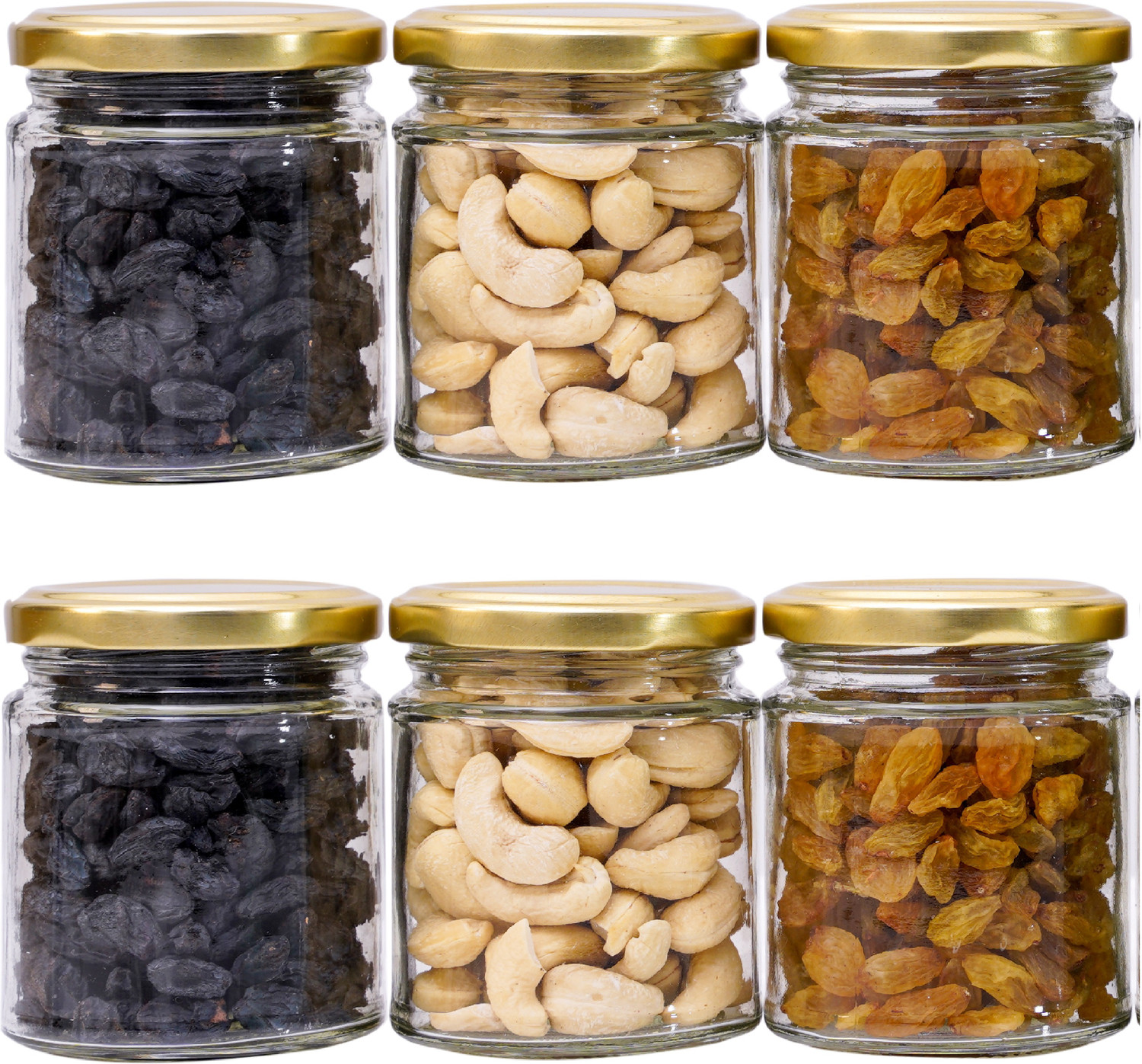 Image of Panel's Pack of 6 Glass Grocery Container - 200 ml Gold