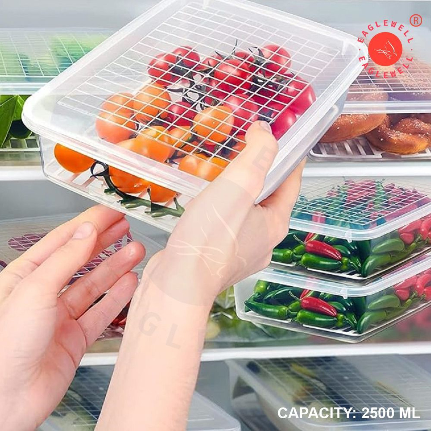 Image of EagleWell Plastic Fridge Container - 2500 ml