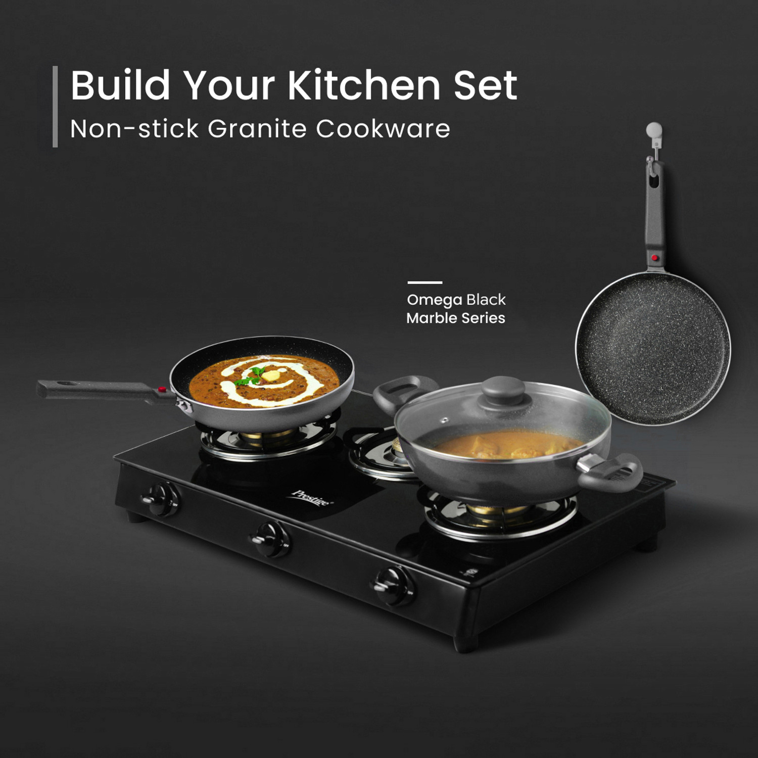 Image of Prestige Omega Festival Pack Induction Bottom Non-Stick Coated Cookware Set
