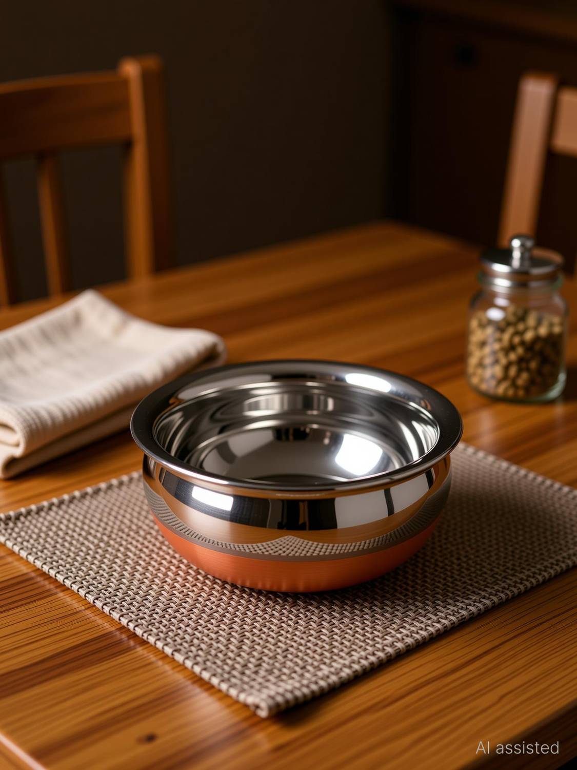 RBGIIT Copper Bottom Kitchen Serving Cooking Bowl biryani, rice Handi/Pot/Patila Cookware Set