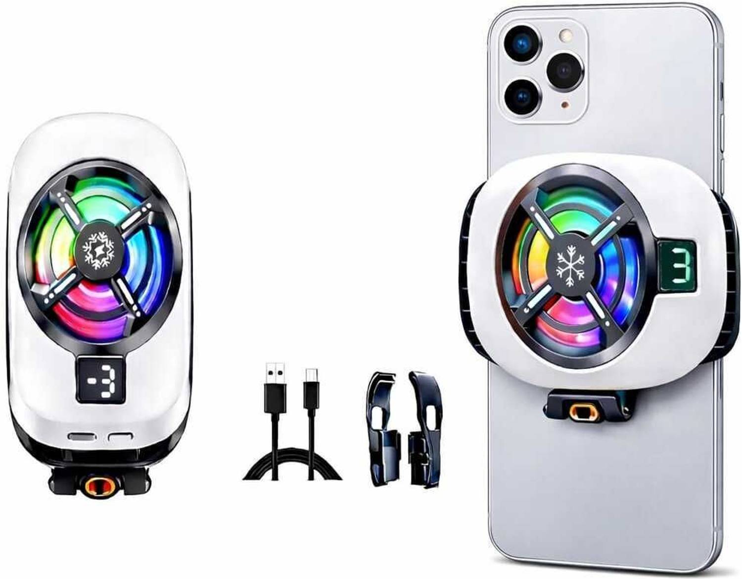 PAPLAJ ENTERPRISES RGB Gaming Mobile Cooler with LED Display Clip On Cooling Fan 1 Fan Cooling Pad