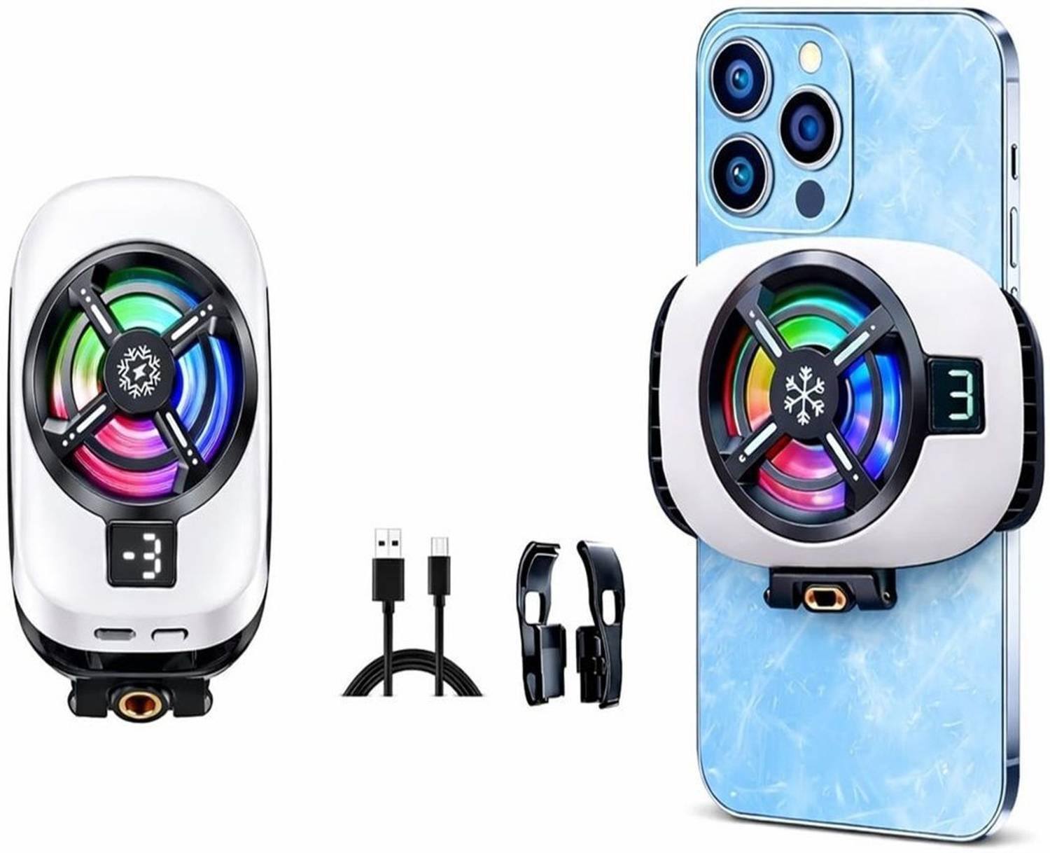 PAPLAJ ENTERPRISES RGB Gaming Cooler Fan for Smartphone Clip On Mobile Cooling Fan 1 Fan Cooling Pad