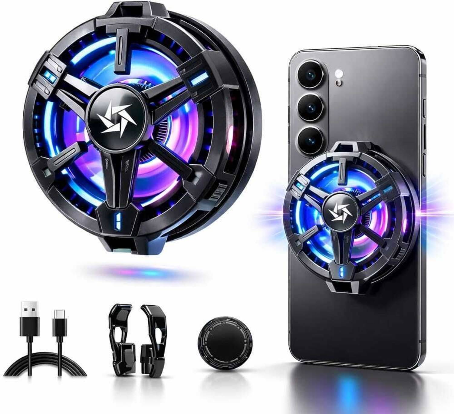 PAPLAJ ENTERPRISES SL-10Mobile Phone Cooling Fan with LED Display Clip On Gaming Cooler Fan Cooling Pad with Adjustable Height