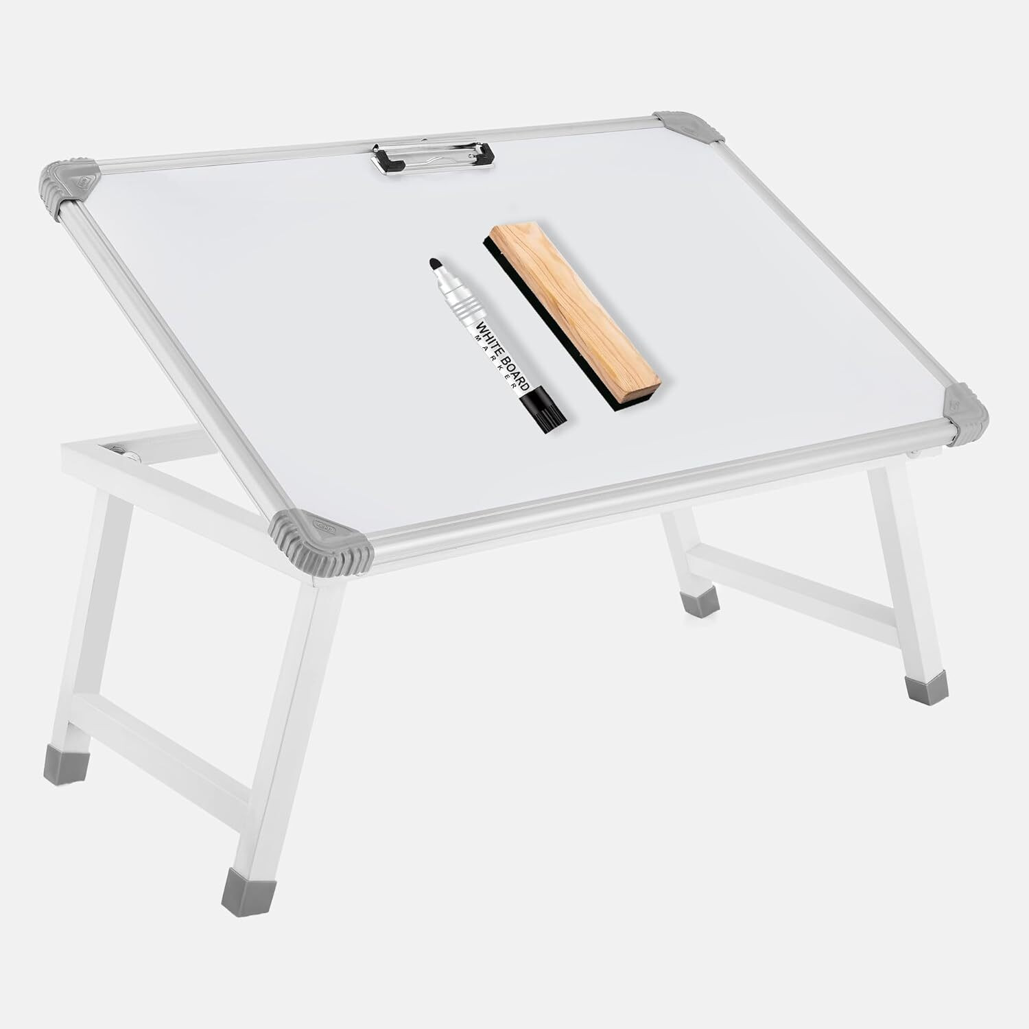 Image of Eduway Melamine Multipurpose Whiteboard Study Laptop Table with 1 Marker 1 Duster White board