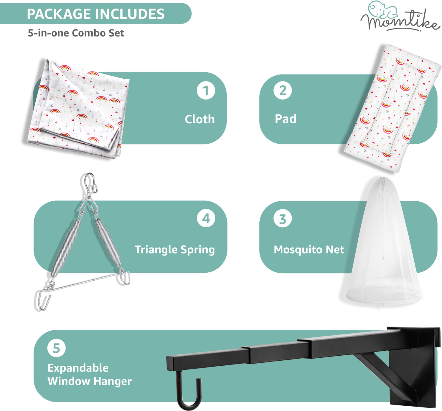 Image of Momtike Cradle for baby with sliding window hanger, swing cradle, baby thottil (Grey)