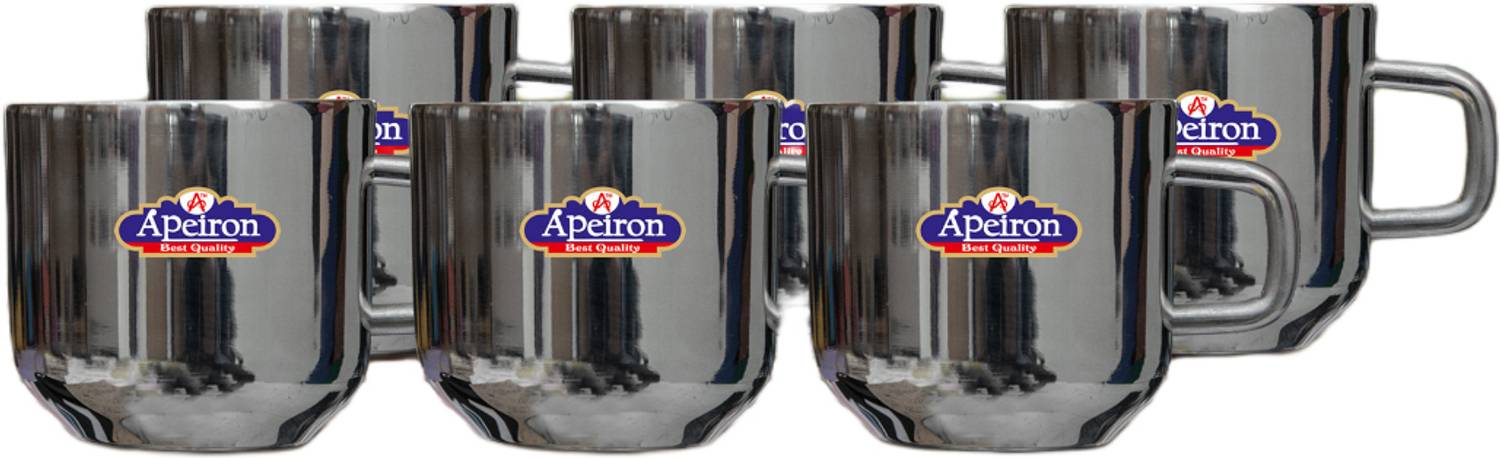 Apeiron Pack of 6 Stainless Steel Stainless Steel Double Wall Tea Cup Coffee Cup Stainless Steel