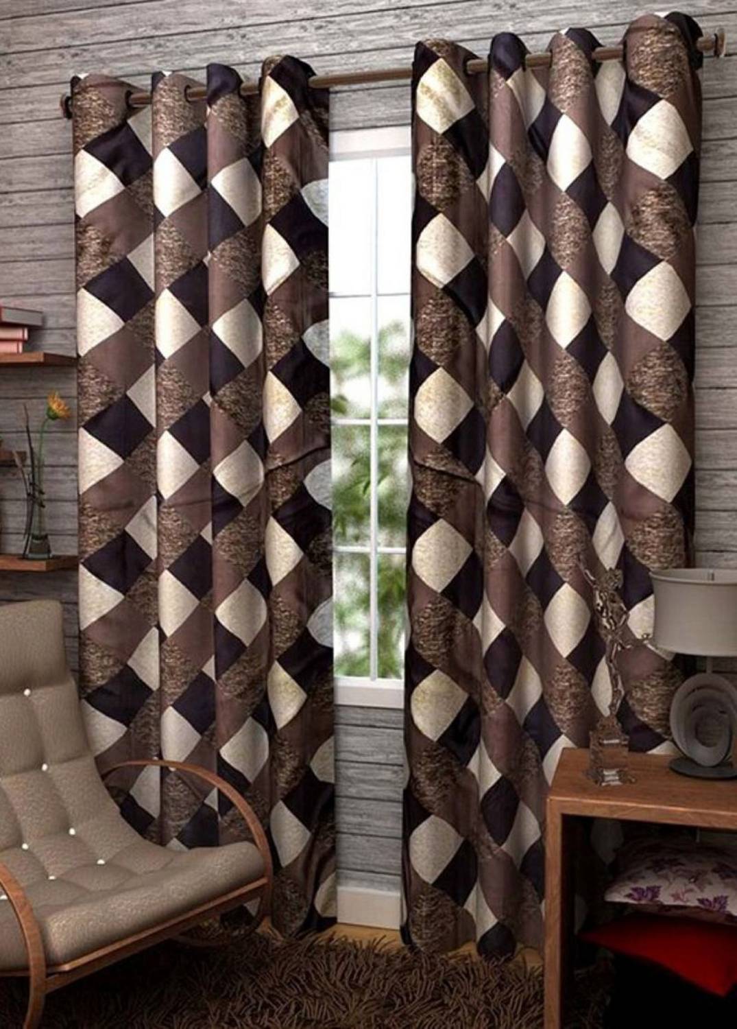 Achintya 304.8 cm (10 ft) Long Door Polyester Semi Transparent Curtain (Pack Of 2)