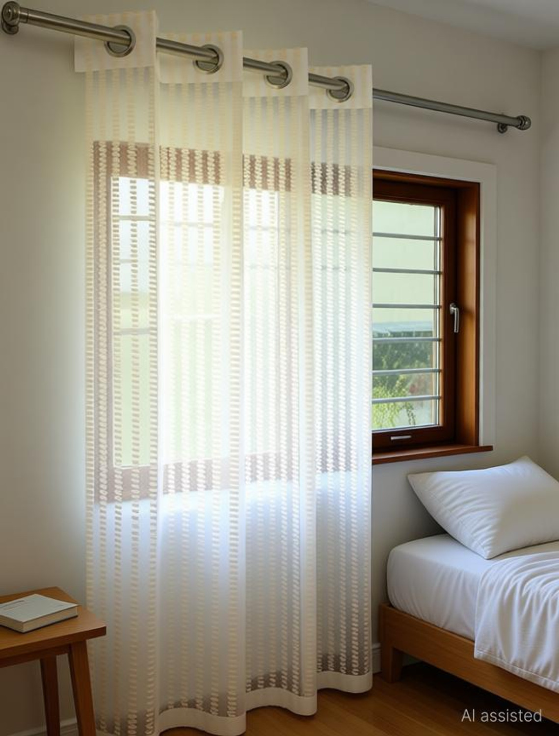 Image of otion 152 cm (5 ft) Window Net Transparent Curtain Single Curtain