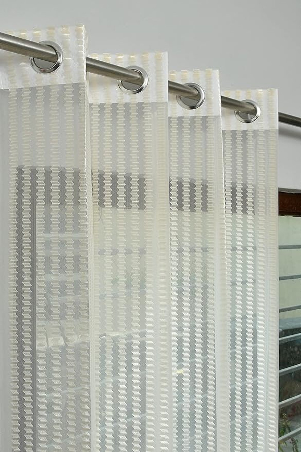 Image of otion 152 cm (5 ft) Window Net Transparent Curtain Single Curtain