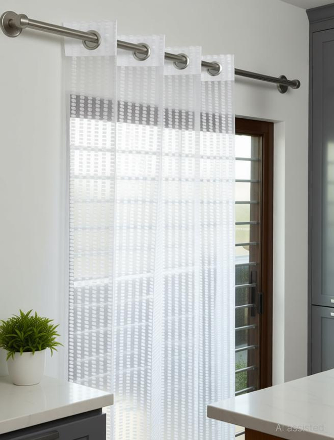 Image of otion 274 cm (9 ft) Long Door Net Transparent Curtain Single Curtain
