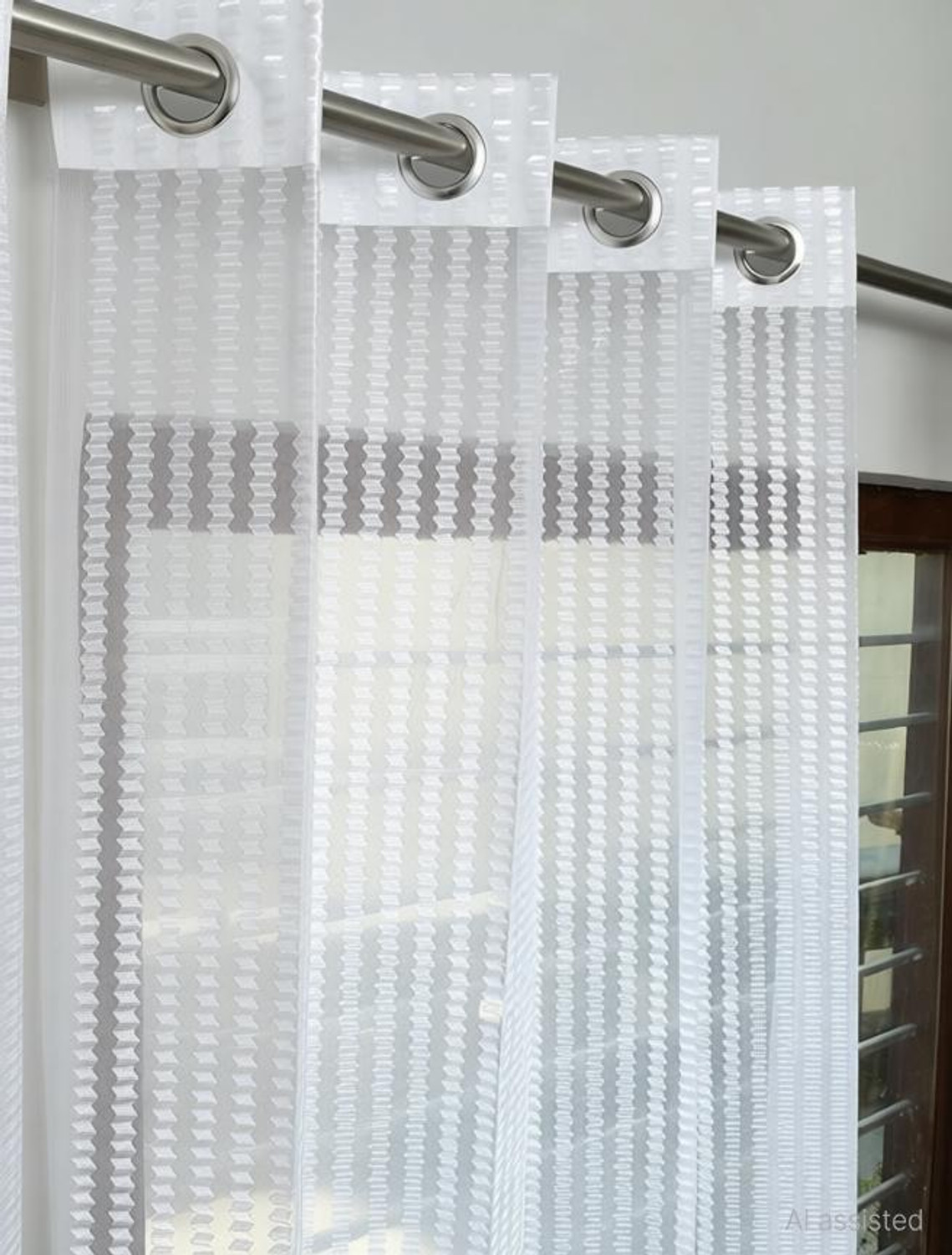 Image of otion 274 cm (9 ft) Long Door Net Transparent Curtain Single Curtain