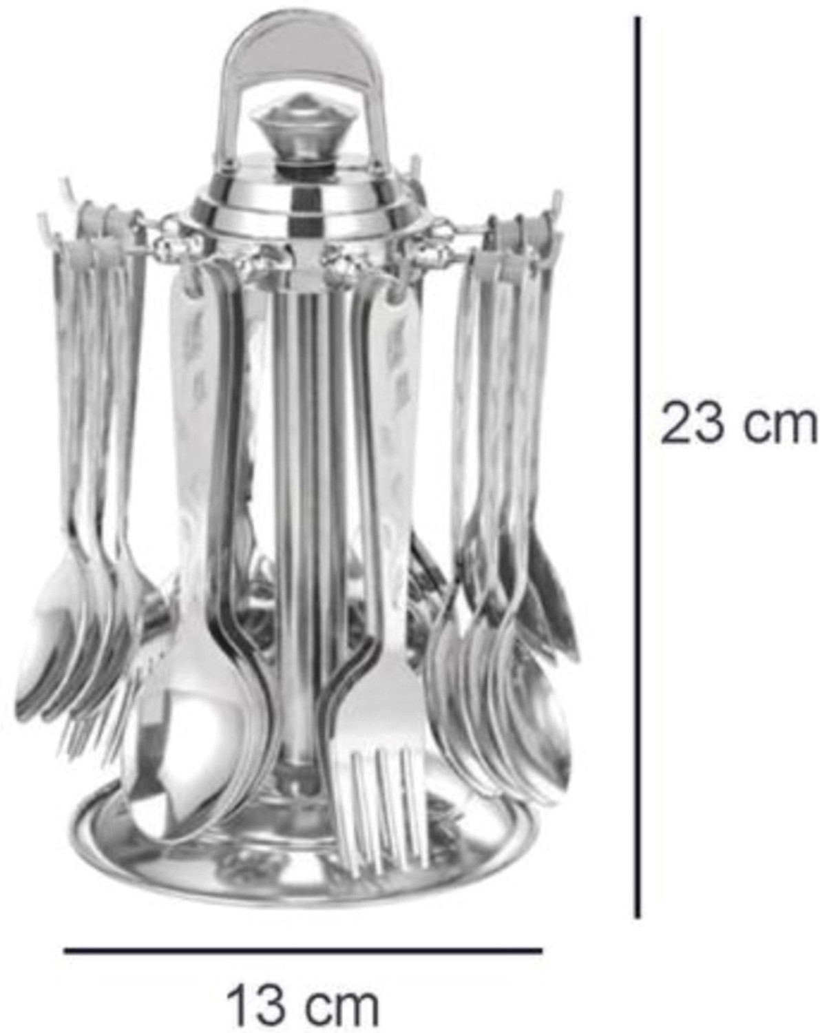 Image of Artha 25 Pcs Laser Printed Cutlery Set 6 Tea,6 Fork ,6 Dessert,6 Soup Spoons, 1 Stand Stainless Steel Cutlery Set