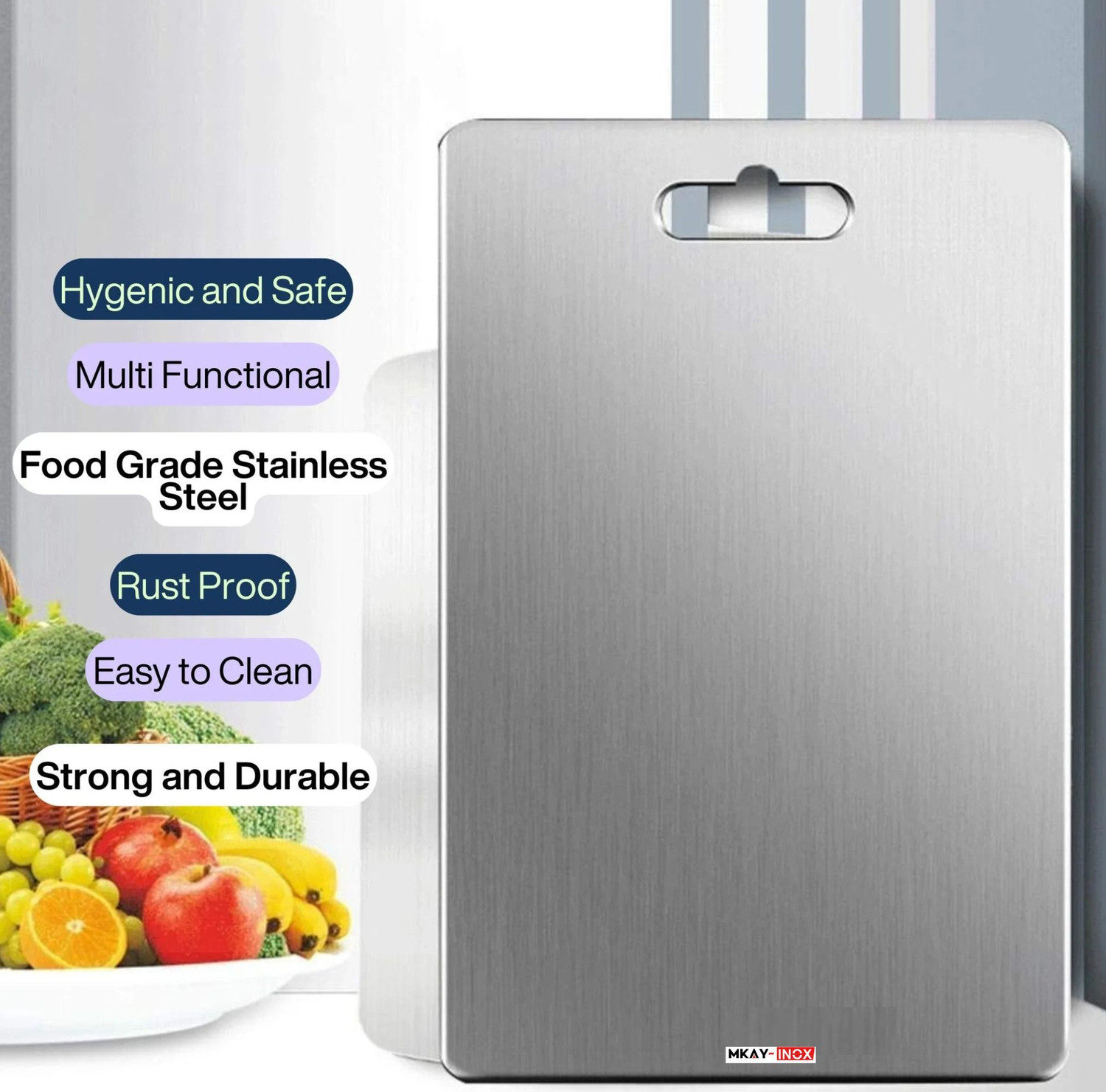 Image of MKAY INOX Steel chopping board |Stainless Steel Cutting Board Stainless Steel Cutting Board