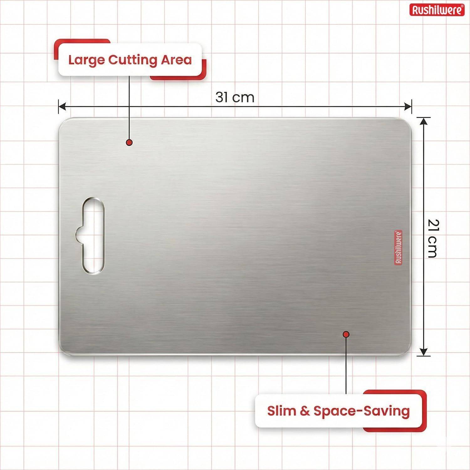 RUSHIL 31x21 cm Stainless Steel Chopping Board - Image 4