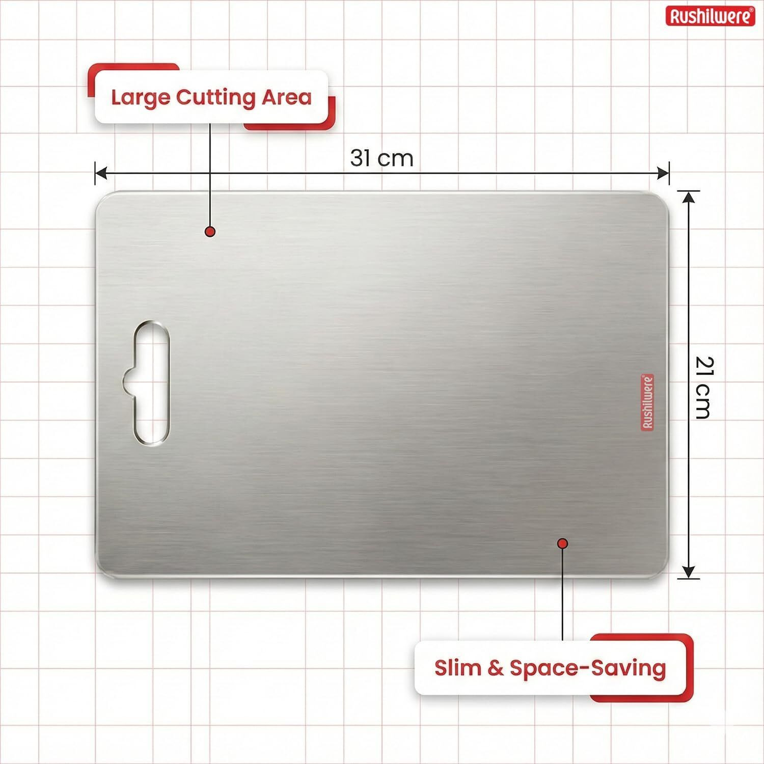 Image of RUSHIL WERE 31x21 cm Multipurpose Chopping Board for Kitchen, Vegetables & Meat Stainless Steel Cutting Board